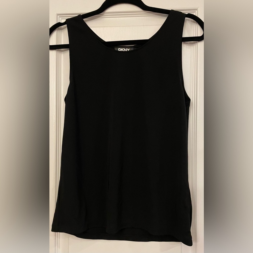 DKNY Black Tank Top with Scoop Neck Large